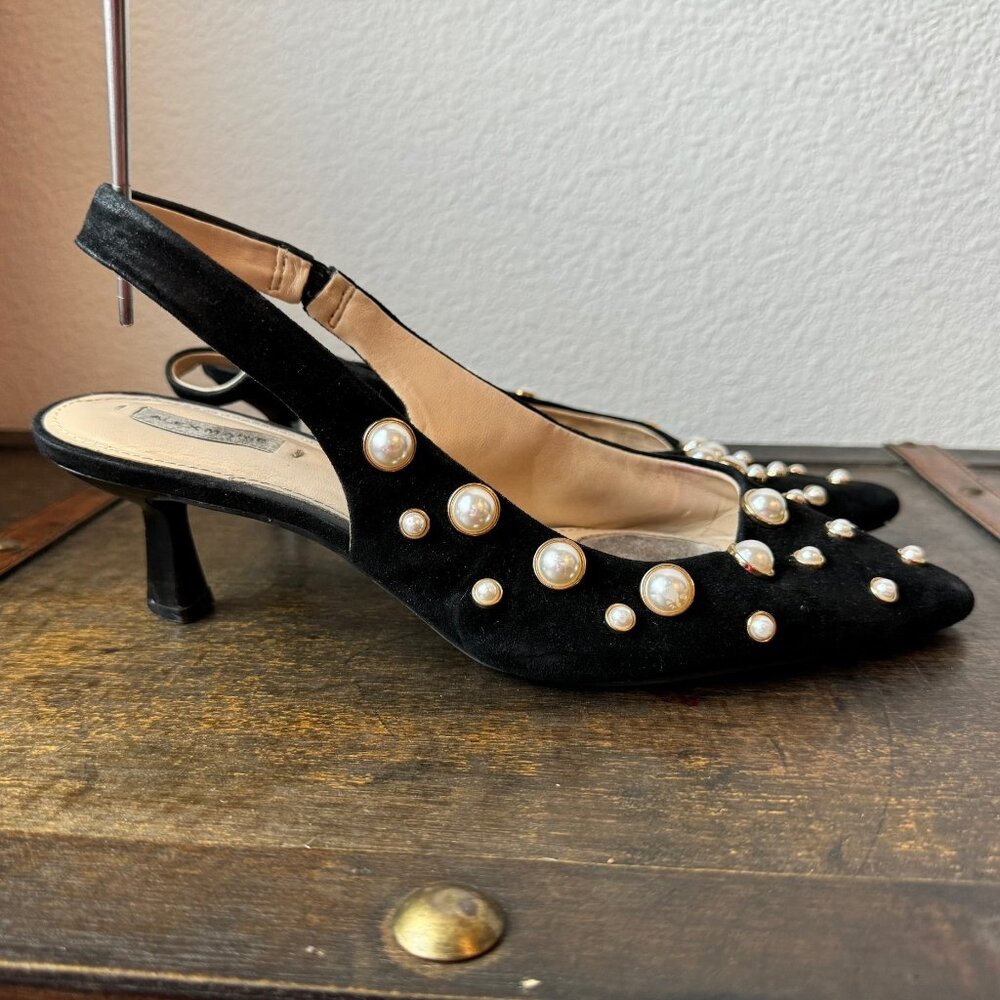 Alex Marie Kitten Heels Pearl Embellished Women's Size 7.5.